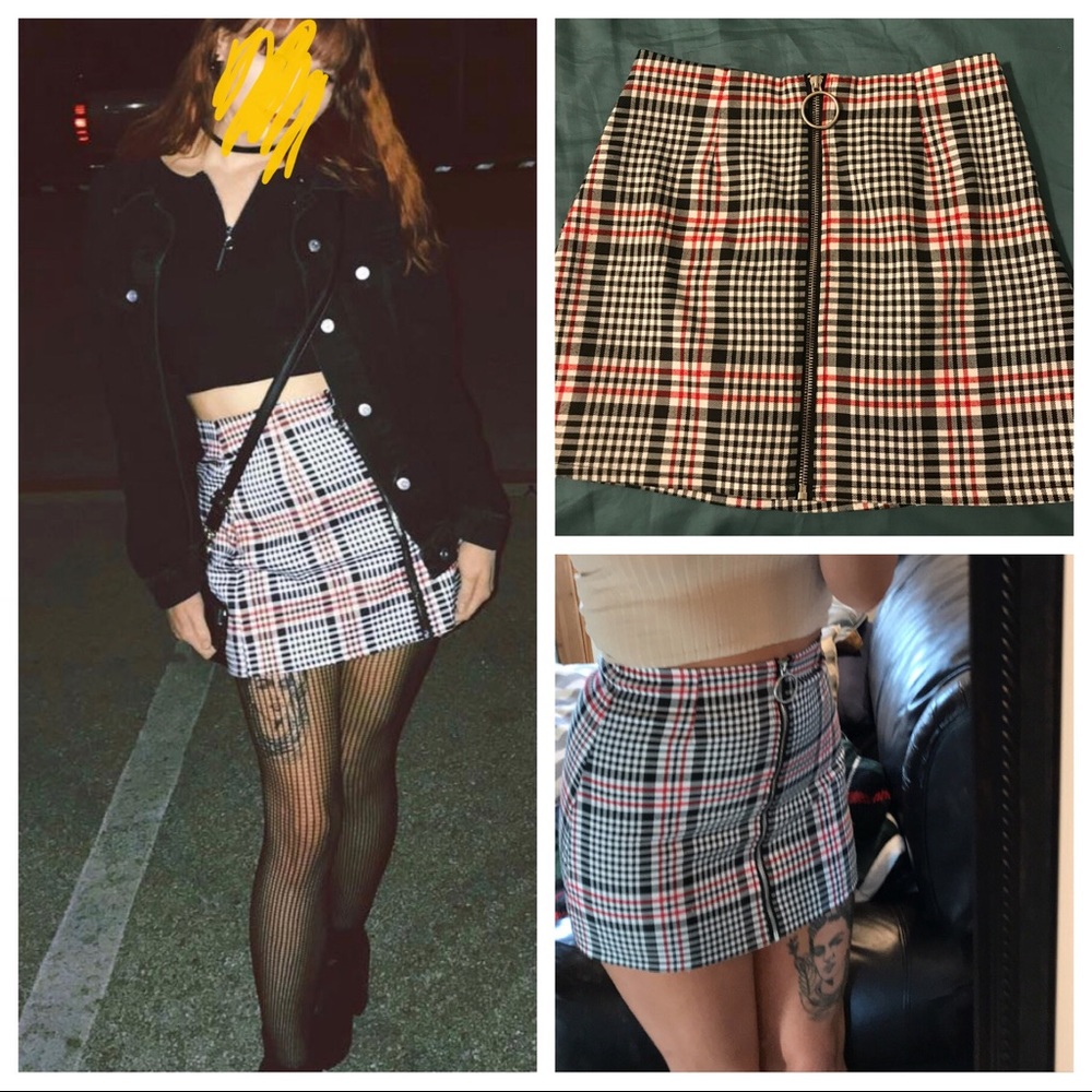 Black and red plaid skirt
